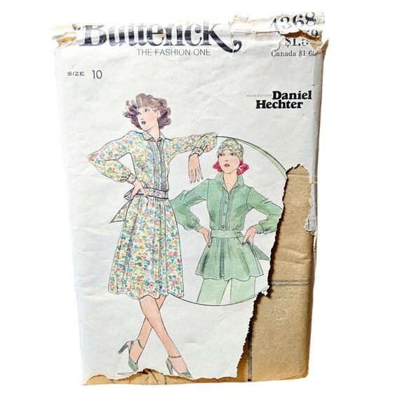 Butterick 4368 Vtg 1970s Daniel Hechter Tucked-front Or Top Sewing Pattern Sz 10 - Picture 1 of 7